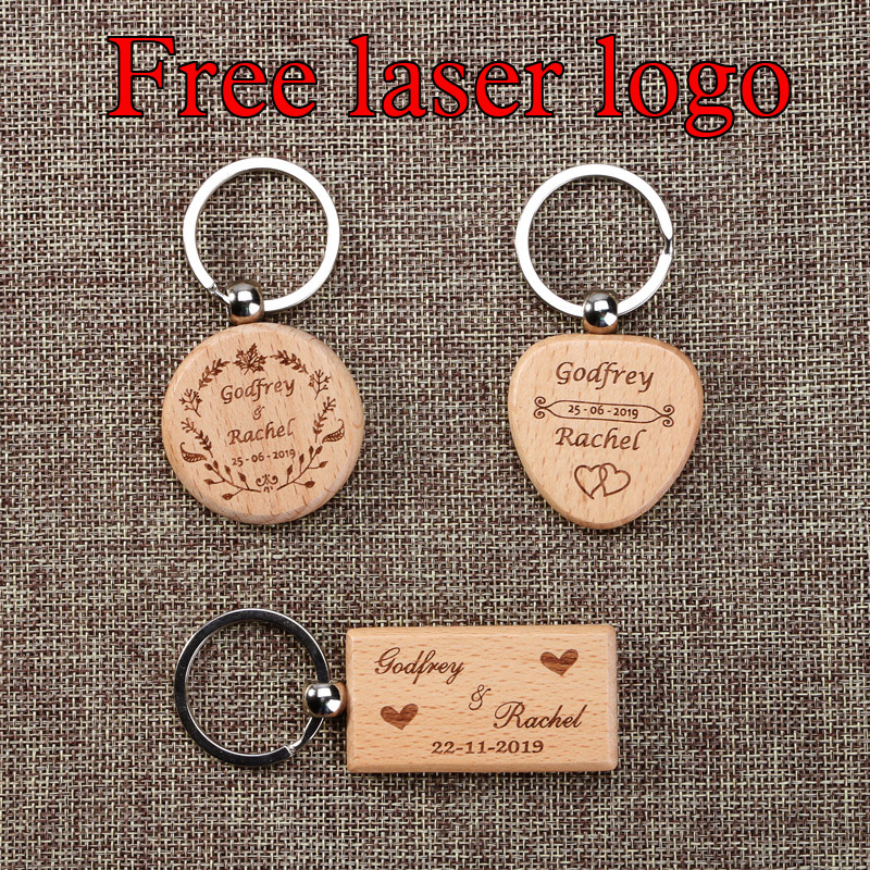Woodworking Logo - ที่กําหนดเองพวงกุญแจไม้เลเซอร์แกะสลักแท็กไม้บีชรอบสี่เหลี่ยมผืนผ้าส่วนบุคคลโลโก้ของขวัญ Retro Key Tags