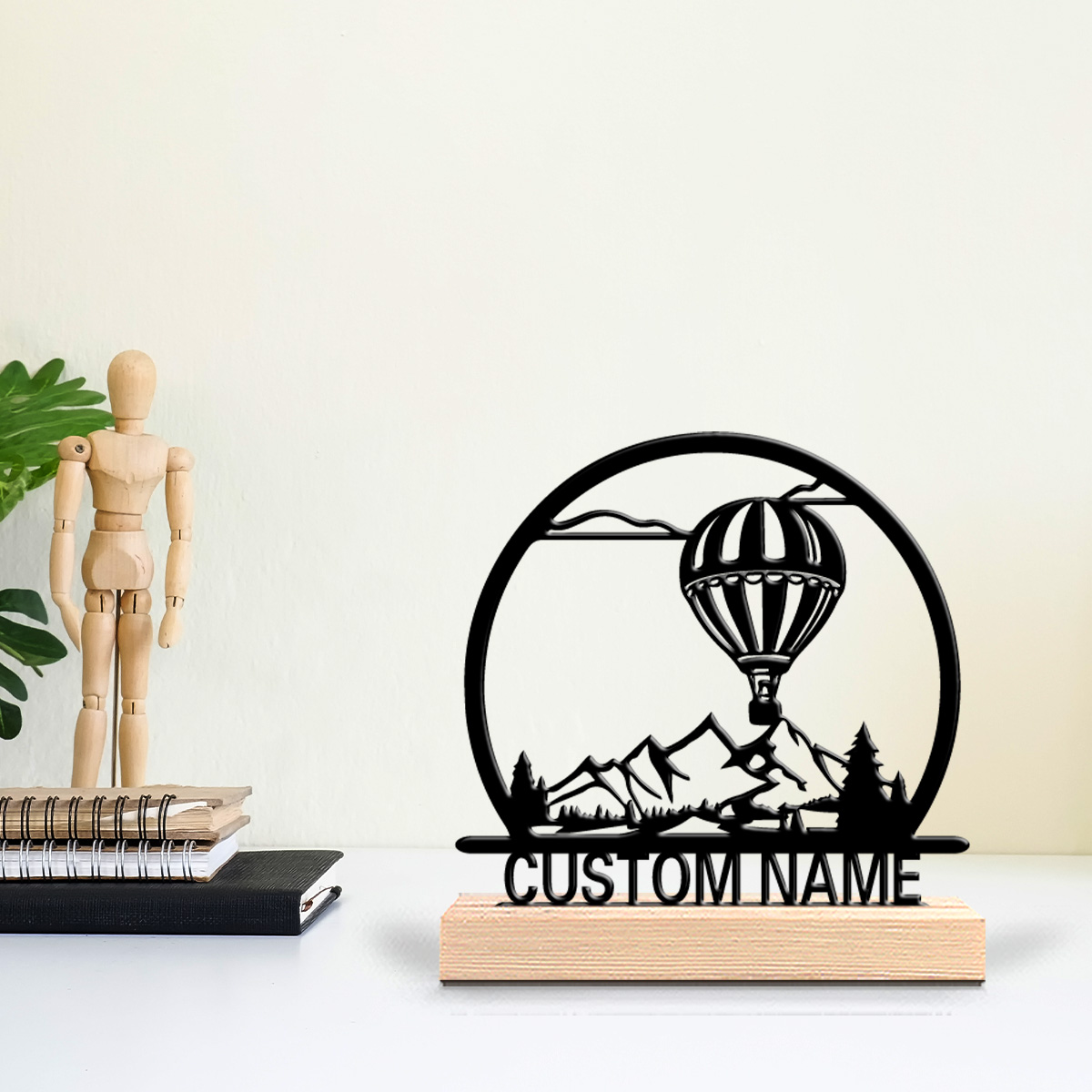 Woodworking Hobbies - บอลลูนลมร้อน 1 ชิ้น ป้ายชื่อสั่งทำ รูปปั้นโลหะ ของตกแต่งงานศิลปะ
