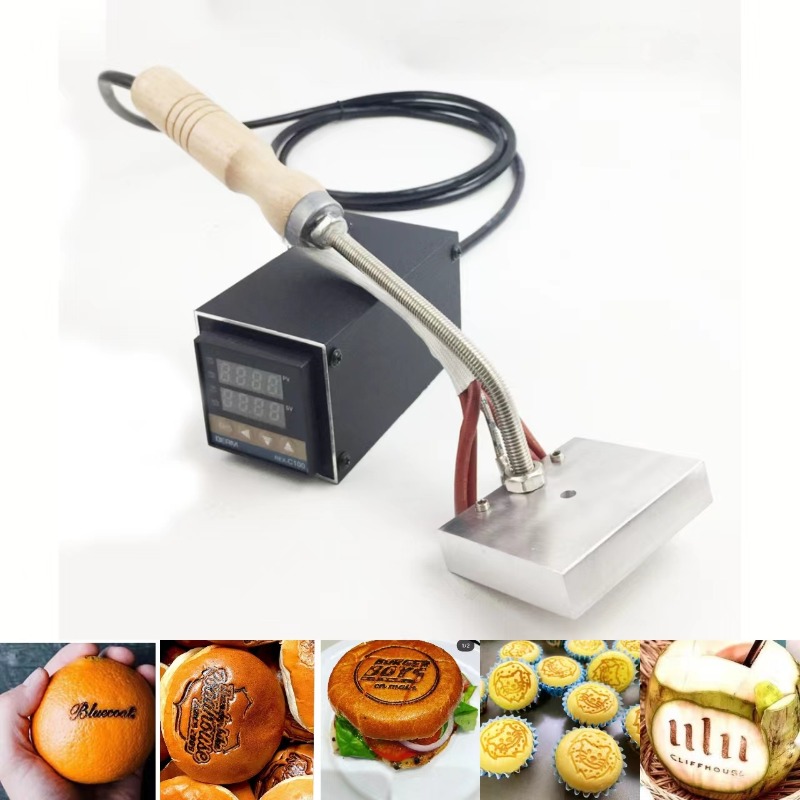 Woodworking Logos - เครื่องปั๊มร้อนหนัง500W 220V/110V เครื่องทำเค้กเบอร์เกอร์ไม้มะพร้าว DIY ออกแบบเองแบรนด์แสตมป์โลโก้ทองเหลืองเครื่องทำความร้อนด้วยเหล็กไฟฟ้า